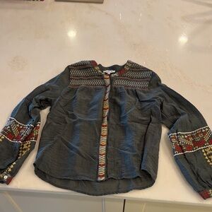 Another Love Charcoal Blouse with Multicolor Embroidery